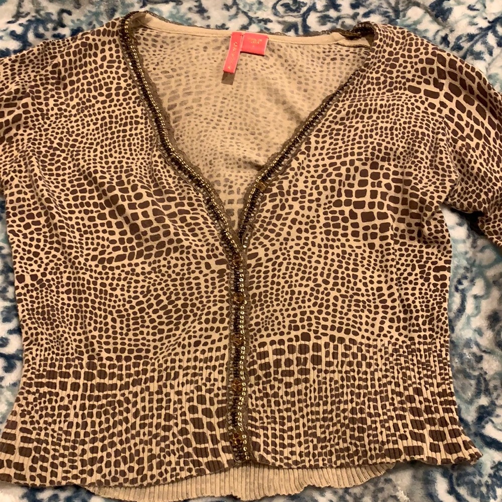 Y2k long sleeve cheetah print top